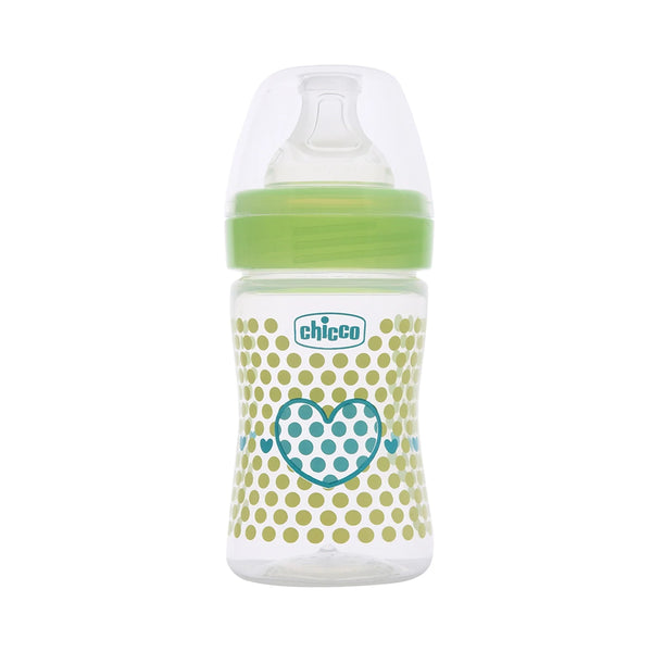 Chicco Well Being 0M+ Slow Flow Baby Bottle 150ml - Green