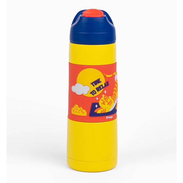 Kicups Grip Flow Stainless Steel Insulated Straw Bottle with Slider Lid 550ml - Jungle Gym