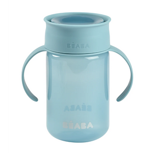 Beaba 360° Baby Learning Cup with Anti-Drip Disc, Dual handle & Spillproof Sippy Cup for Toddlers, 340 ml - Blue