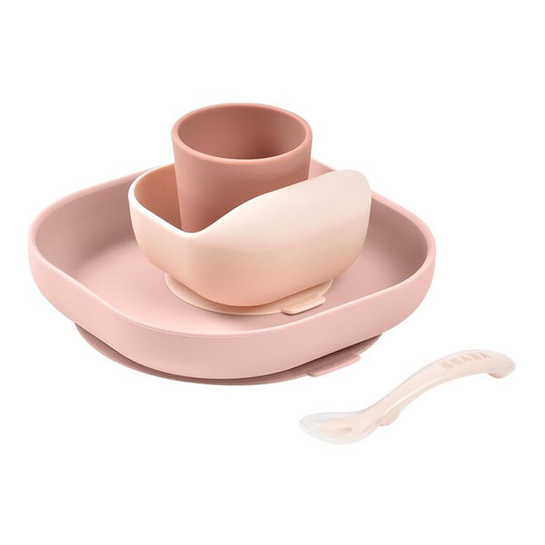 Beaba 4 Pieces Silicone Dinner Set - Cotton Candy