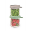Beaba Glass Storage Container, Airtight Jar with Graduation Measuring Scale, 250 ml, Set of 2 - Sage Green & Gazelle