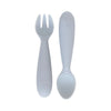 EzPz Mini Utensils for Toddlers (Spoon & Fork) - Pewter - Dezine Kids