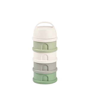 Beaba Stacked Formula Container, Airtight Multifunctional Storage Container, 4 Interchangeable Compartments, Microwave Safe - Cotton/Sage Green