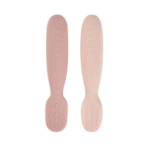 Beaba Set of 2 Silicone Pre Feeding Spoons - Candyfloss/Marshmallow