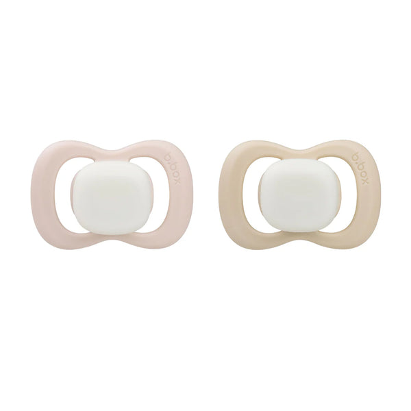 B.Box Glow Silicone Pacifiers Pack Of 2 (6-18M) - Blush & Latte
