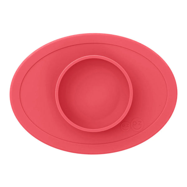 EzPz Tiny Bowl 100% Food Grade Silicone Suction Bowl Non Slip & Microwave Safe - Coral