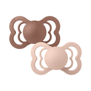 Bibs Supreme Pacifiers 2 Pack - Woodchuck/Blush