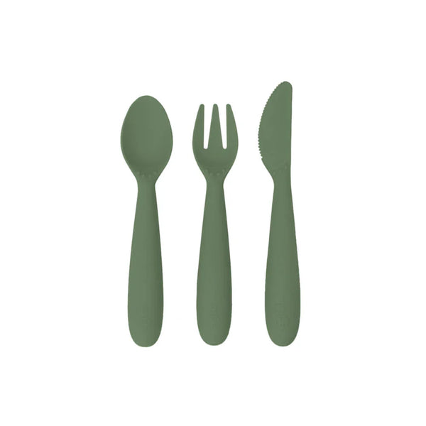 Happy Utensils for Toddlers(Spoon, Fork & Knife) - Olive - Dezine Kids