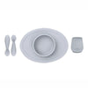 EzPz First Foods Set 100% Food Grade Silicone Baby & Toddler Suction Bowl with Built In Placemat - Pewter - Dezine Kids