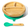 Avanchy Baby Bamboo & Silicone Suction Base Divided Plate + Spoon - Green - Dezine Kids