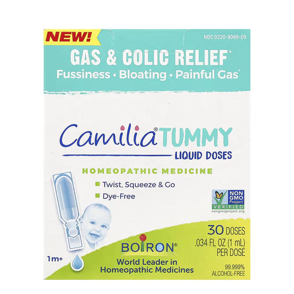 Boiron Camilia Tummy for Colic, Painful Gas, Bloating, & Fussiness, Sterile and Non Drowsy Liquid Doses - 30 Count