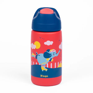 Kicups Little Cup Stainless Steel Insulated Straw Bottle with Slider Lid 350ml - Jungle Gym