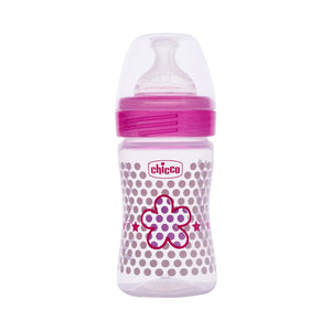 Chicco Well Being 0M+ Slow Flow Baby Bottle 150ml - Pink
