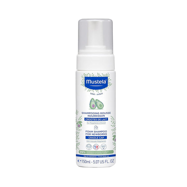 Mustela Foam Shampoo for Newborn, Mild, Hypoallergenic Foam Hair Wash for Sensitive Baby Scalp - 150 ml - Dezine Kids