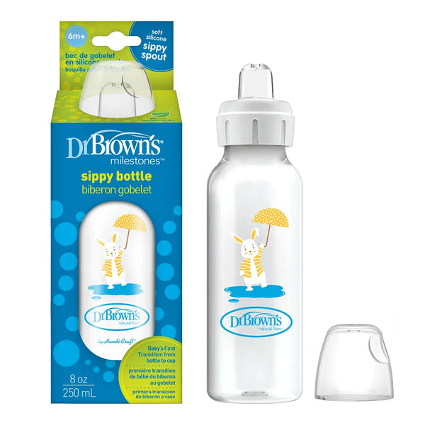 Dr.Browns Milestones Narrow Sippy Bottle (6m+) 8oz/250 ml - Bunny - Dezine Kids