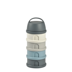 Beaba Stacked Formula Container, Airtight Multifunctional Storage Container, 4 Interchangeable Compartments, Microwave Safe - Blue/Mineral Grey