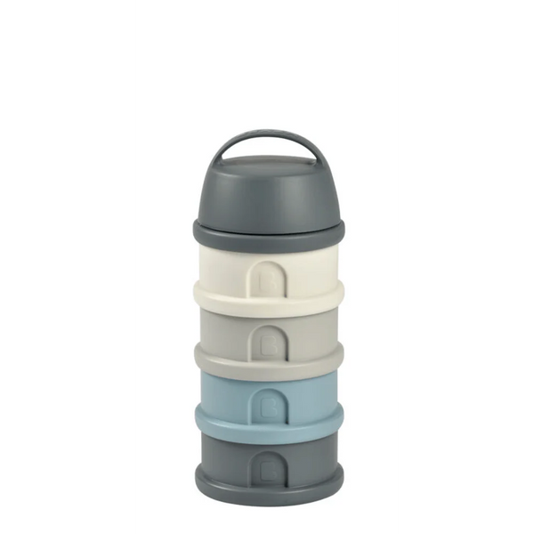 Beaba Stacked Formula Container, Airtight Multifunctional Storage Container, 4 Interchangeable Compartments, Microwave Safe - Blue/Mineral Grey