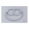 Ezpz Happy Mat 100% Food Grade Silicone Toddler Suction Plate with Built Placemat, Smile Design Divided Plate - Pewter