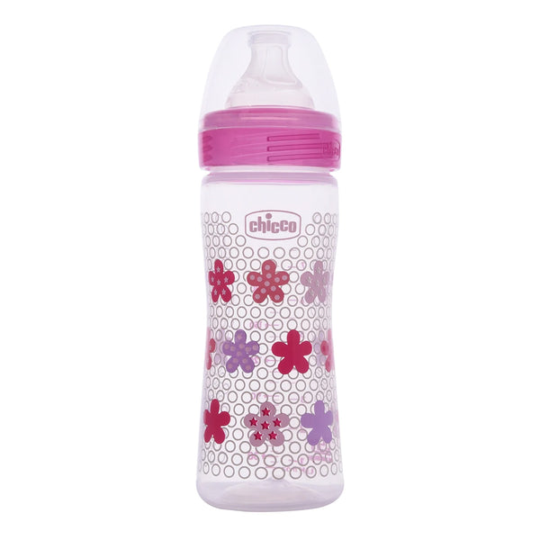 Chicco Well Being 2M+ Medium Flow Baby Bottle 250ml - Pink