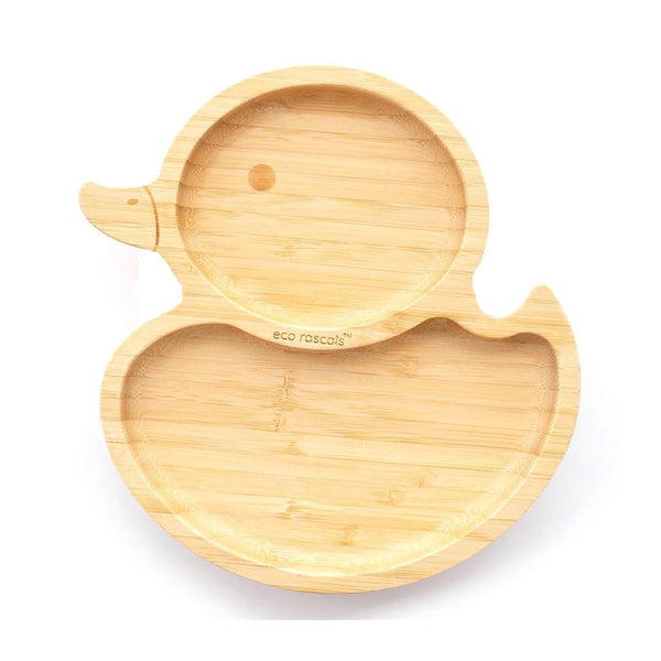 Eco Rascals Bamboo Duck Shaped Plate, Baby Led Weaning, Section Plate with Strong Suction