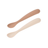 Beaba 1st Stage Silicone Spoon with Ultra Soft Tip, Gum Friendly, Ergonomic Handles, BPA Free, Set of 2 - Clay/Praline