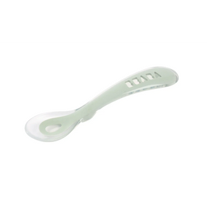 Beaba 2nd Stage Silicone Spoon with Ultra Soft Tip, Gum Friendly, Ergonomic Handles - Misty Green