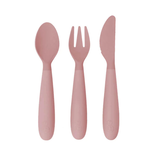 EzPz Happy Utensils for Toddlers(Spoon, Fork & Knife) - Blush