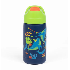 Kicups Little Cup Stainless Steel Insulated Straw Bottle with Slider Lid 350ml - Fin Fiesta
