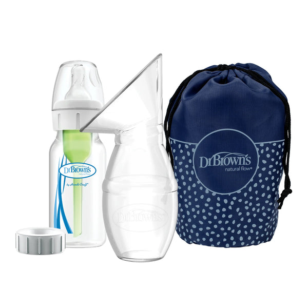 Dr. Browns Silicone One-Piece Breast Pump with Options+ Anti-Colic Bottle and Travel Bag