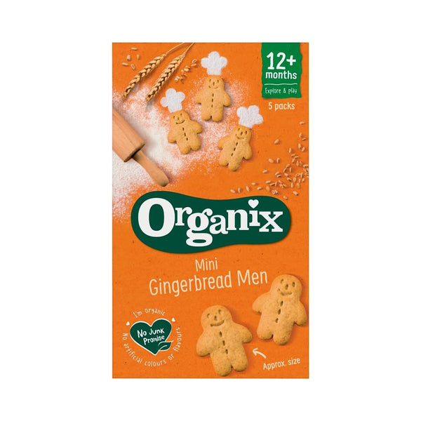 Organix Gingerbread Men Biscuits Toddler Snacks, 12+Months - 125 gm - Dezine Kids