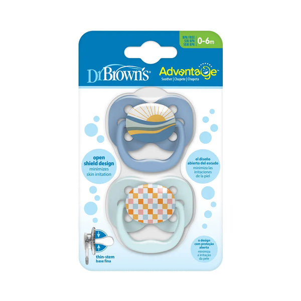 Dr.Browns Blue Space Advantage Pacifiers Stage 1, Pack of 2 - Blue Sunrise - Dezine Kids