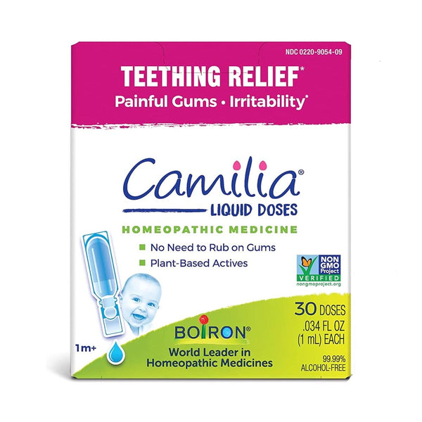 Boiron Camilia Teething Drops for Daytime and Nighttime Relief of Painful or Swollen Gums and Irritability in Babies - 30 Count