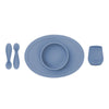 EzPz First Foods Set 100% Food Grade Silicone Baby & Toddler Suction Bowl with Built In Placemat - Indigo - Dezine Kids