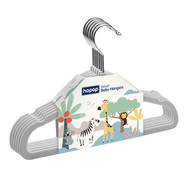 Hopop Non-Slip Velvet Baby Clothes Hangers – Pack of 6 - Dezine Kids
