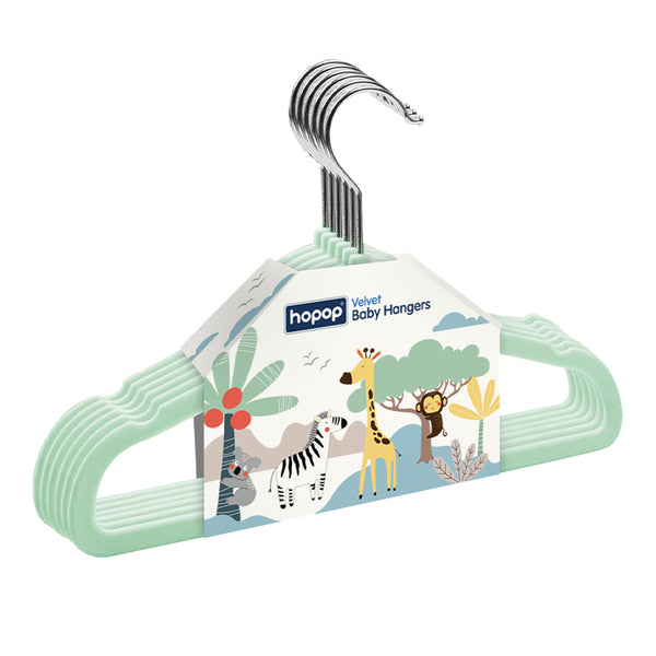 Hopop Non-Slip Velvet Baby Clothes Hangers – Pack of 6 - Dezine Kids