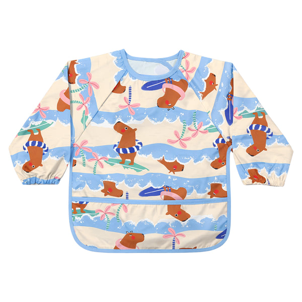 Hopop Easy Clean Waterproof Full Sleeve Baby Bib with Food Catcher Pocket - Dezine Kids