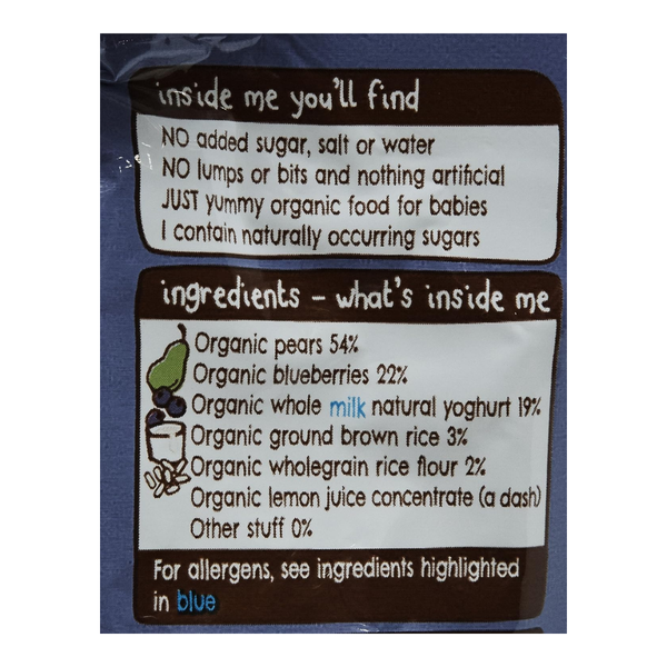 Ellas Kitchen Baby Puree Pouch, 4+ months 90g - Blueberry & Pear Baby Brekkie - Dezine Kids