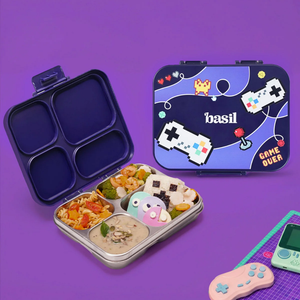 Basil 4 Compartment Stainless Steel Lunchbox with Plastic Lid - Pixel Rush