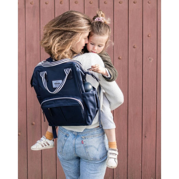Beaba Wellington Diaper Bag, Large Capacity Baby Bag with Changing Mat, Durable, Water Resistant - Blue Marine