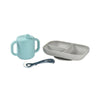 Beaba Silicone 3 Piece Learning Set, Non Slip, Unbreakable, BPA Free Baby Feeding - Blue - Dezine Kids