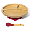 Avanchy Toddler Baby Bamboo & Silicone Suction Base Divided Plate + Spoon - Magenta - Dezine Kids