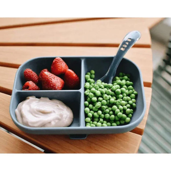 Beaba Divided Silicone Plate - Mineral Grey