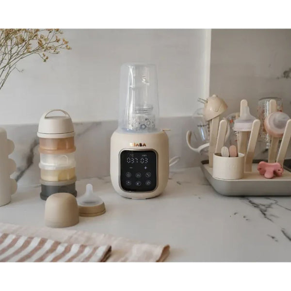 Beaba Multi Milk 5 in 1 Baby Bottle Warmer, Fast Steam Mode, Defrost & Baby Food Warmer with LED Display, Touch Screen & Adjustable Timer - Clay - Dezine Kids