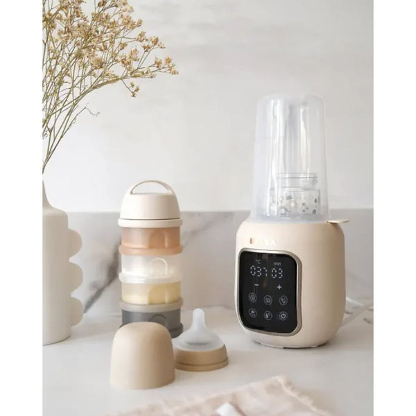 Beaba Multi Milk 5 in 1 Baby Bottle Warmer, Fast Steam Mode, Defrost & Baby Food Warmer with LED Display, Touch Screen & Adjustable Timer - Clay - Dezine Kids