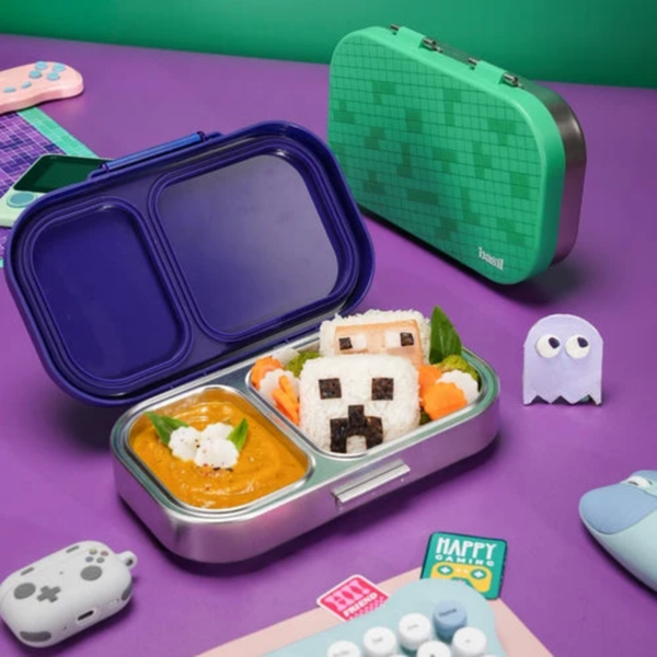 Basil 2 Compartment Stainless Steel Lunchbox with Plastic Lid - Pixel Rush