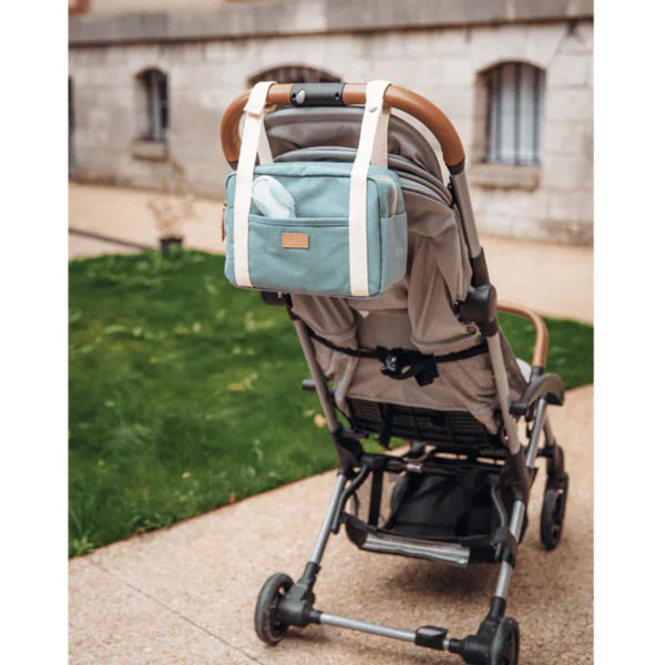 Beaba Mini Paris Baby Diaper Bag with 5L Capacity, Multi Pocket Organizer with Stroller Clips - Sage Green - Dezine Kids