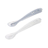 Beaba 1st Stage Silicone Spoon with Ultra Soft Tip, Gum Friendly, Ergonomic Handles, Set of 2 - Pebble/Cloud - Dezine Kids
