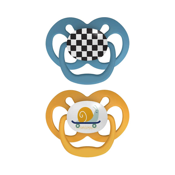 Dr.Browns Blue Chemistry Advantage Pacifiers Stage 2, Pack of 2 - Skateboard Snail - Dezine Kids
