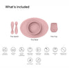 EzPz First Foods Set 100% Food Grade Silicone Baby & Toddler Suction Bowl with Built In Placemat - Blush - Dezine Kids