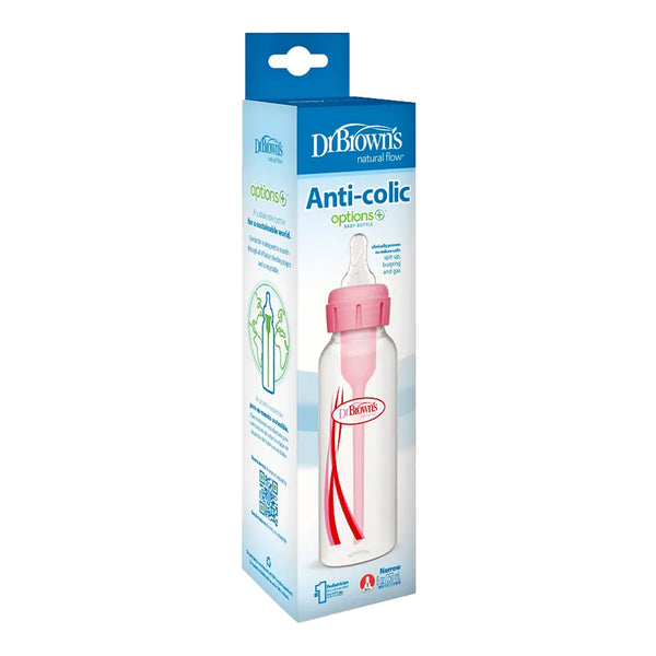 Dr.Browns Natural Flow Anti Colic Options+ Narrow Baby Bottle 8 oz/250 ml - Pink - Dezine Kids